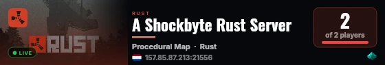 A Shockbyte Rust Server live status badge