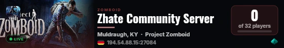 Zhate Community Server live status badge