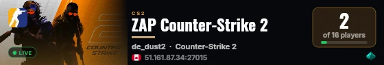 ZAP Counter-Strike 2 live status badge