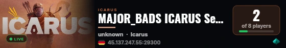 MAJOR_BADS ICARUS Server by g-portal.com live status badge