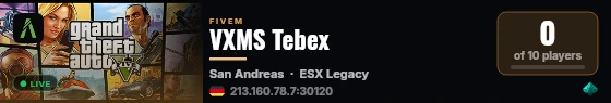 VXMS Tebex live status badge