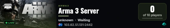 Arma 3 Server live status badge