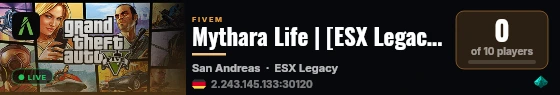 Mythara Life | [ESX Legacy] live status badge