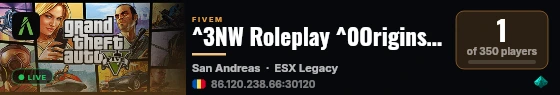 ^3NW Roleplay ^0Origins DEVELOPER SERVER live status badge
