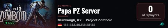 Papa PZ Server live status badge
