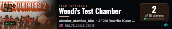 Wendi's Test Chamber live status badge