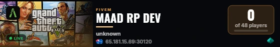 MAAD RP DEV live status badge