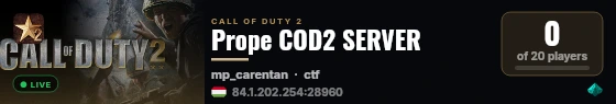 Prope COD2 SERVER live status badge