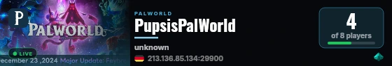 PupsisPalWorld live status badge