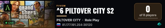 ^6 PILTOVER CITY S2 live status badge