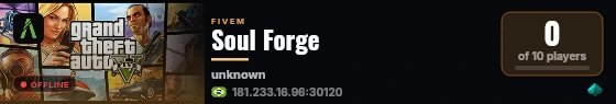 Soul Forge live status badge