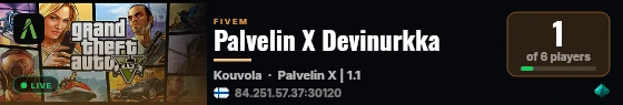 Palvelin X Devinurkka live status badge