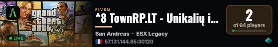 ^8 TownRP.LT - Unikalių istorijų pasaulis! live status badge