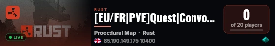 [EU/FR|PVE]Quest|Convoy|Skills|RaidablBase|TP|Boss|Levels|Heli| live status badge