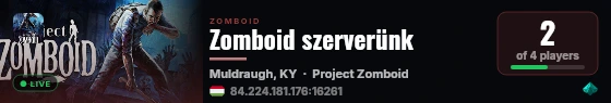 Zomboid szerverünk live status badge