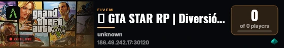 🌟 GTA STAR RP | Diversión, respeto y buena vibra ✨ | 💎 Economía real | 🎭 RP inmersivo | 🌠 Sumate y brillá! live status badge