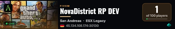 NovaDistrict RP DEV  live status badge