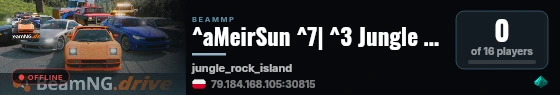 ^aMeirSun ^7| ^3 Jungle Rock ^7| ^6BeamMP live status badge
