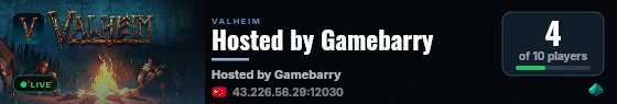 Hosted by Gamebarry live status badge