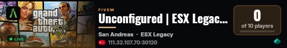 Unconfigured | ESX Legacy Server live status badge