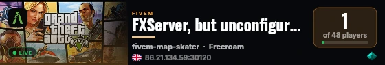 FXServer, but unconfigured live status badge
