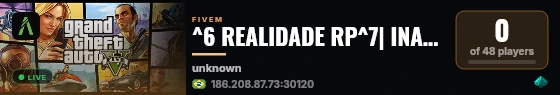 ^6 REALIDADE RP^7| INAUGUROU HOJE🌈 https://discord.gg/rjTXg9Fees live status badge