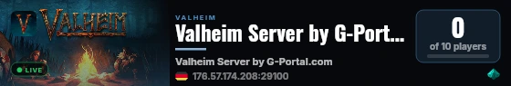 Valheim Server by G-Portal.com live status badge