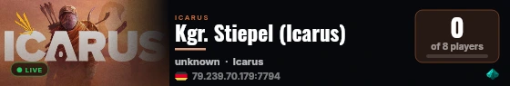Kgr. Stiepel (Icarus) live status badge