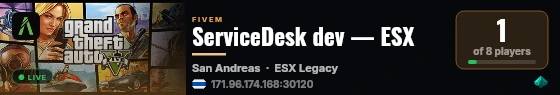 ServiceDesk dev — ESX live status badge