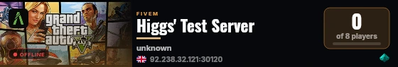 Higgs' Test Server live status badge