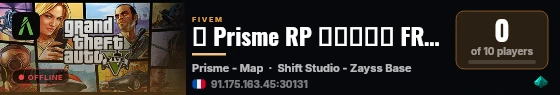 🩶 Prisme RP ⇝⇝⇝↬🡺 FREE↬ACCESS 🡸↫⇜⇜⇜💥^0 live status badge