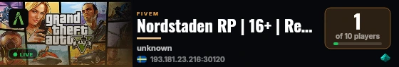 Nordstaden RP | 16+ | Realistik RP | Community live status badge