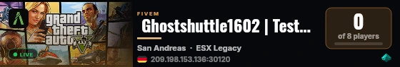  Ghostshuttle1602 | Testserver live status badge