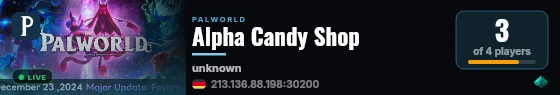 Alpha Candy Shop live status badge