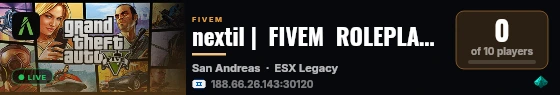 nextil |  FIVEM  ROLEPLAY V2 live status badge