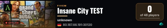 Insane City TEST live status badge