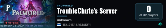 TroubleChute's Server live status badge
