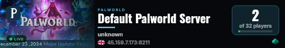 Default Palworld Server live status badge