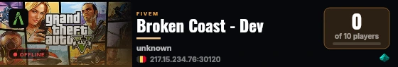 Broken Coast - Dev live status badge