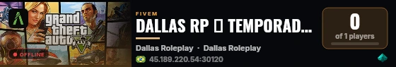 DALLAS RP 🌾 TEMPORADA 2 orgs e facs livres eventos diários ➡️ VERDADEIRO RP ESTÁ AQUI #COMUNIDADE live status badge