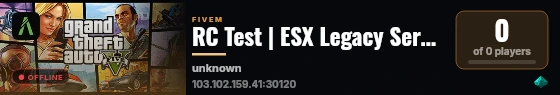 RC Test | ESX Legacy Server live status badge