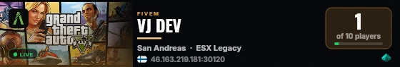 VJ DEV live status badge