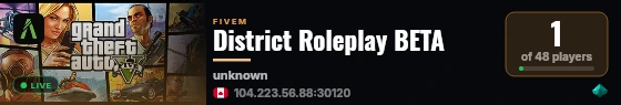 District Roleplay BETA live status badge