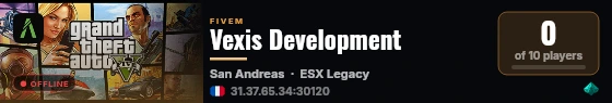 Vexis Development live status badge