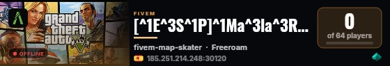 [^1E^3S^1P]^1Ma^3la^3Raza ^1RP^1 2.0|^1⭐NO WHITELIST⭐^1|^5DOBLE TRABAJO^5📦|👮^4CNP^4🌌|🔪^1MAFIAS PERSONALIZADAS GRATIS^1😈|ROL SERIO|💊^2DROGAS POR TERRITORIOS^2💉|+300 MAPEADOS REALES|💯^9STAFF24/7 SERVICE^9✔|^0🎧discord.gg/8bUmHkK live status badge