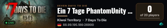 Ein 7 Tage PhantomUnity Server live status badge