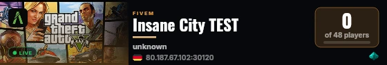 Insane City TEST live status badge