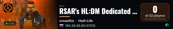 RSAR's HL:DM Dedicated Server live status badge