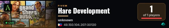 Hare Development live status badge