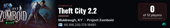 Theft City 2.2 live status badge